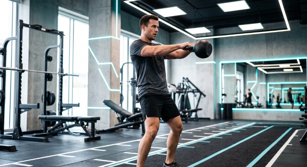 Allenamento funzionale con kettlebell in palestra moderna